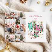 Whimsical 9 Photo  Ho Ho Ho Christmas Family  Feestdagenkaart