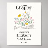Whimsical A New Chapter Bridal Shower Welcome Sign Poster (Voorkant)