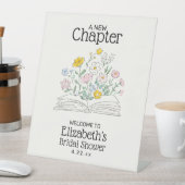 Whimsical A New Chapter Bridal Shower Welcome Sign Reclamebord Met Voetstuk (Insitu)