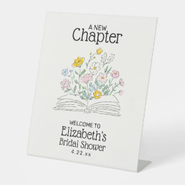 Whimsical A New Chapter Bridal Shower Welcome Sign Reclamebord Met Voetstuk
