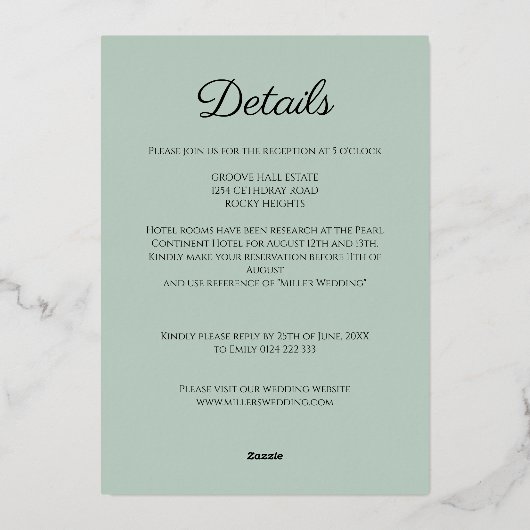 Whimsical Aarde Toon Blauw Goud Monogram Bruiloft Folie Uitnodiging (Achterkant)