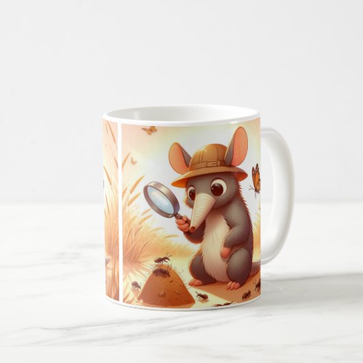 Whimsical Aardvark Mok voor Dierenvrienden (Voorkant rechts)