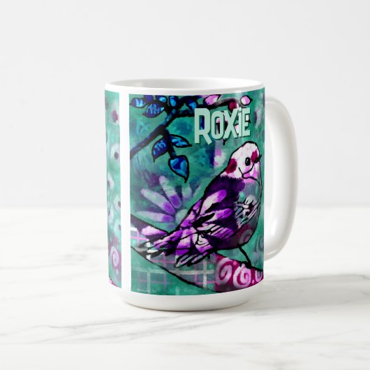 Whimsical Abstract Bird Floral Personalized Koffiemok (Voorkant rechts)