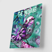 Whimsical Abstract Bird Floral Personalized Vierkante Klok (Hoek)