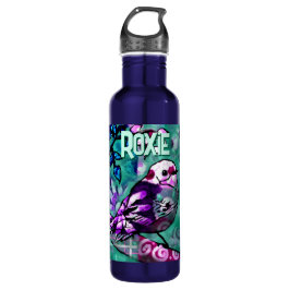 Whimsical Abstract Bird Floral Personalized Waterfles
