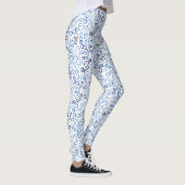 Whimsical Abstract Blauw Waterverf Curven Patroon Leggings (Rechts)