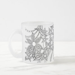 Whimsical Abstract Botanische Zentangle Bloemen Fr Matglas Koffiemok