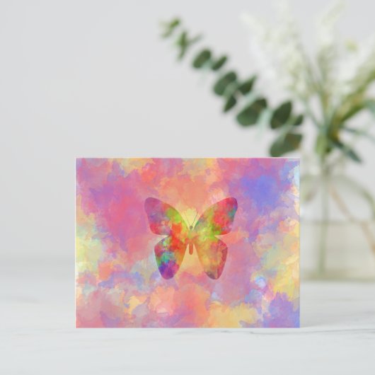 Whimsical Abstract Butterfly Rainbow Waterverf Briefkaart (Staand voorkant)