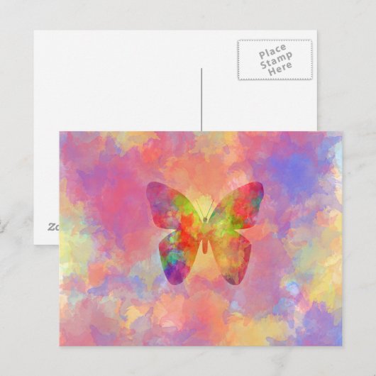 Whimsical Abstract Butterfly Rainbow Waterverf Briefkaart (Voorkant / Achterkant)