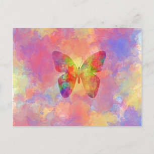 Whimsical Abstract Butterfly Rainbow Waterverf Briefkaart