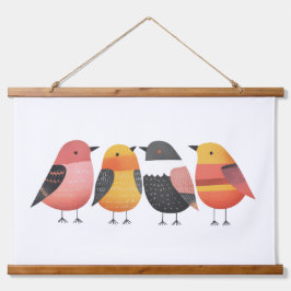 Whimsical Abstract Colorful Birds Watercolor Art Hangend Wandkleed