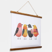 Whimsical Abstract Colorful Birds Watercolor Art Hangend Wandkleed (Gebogen)