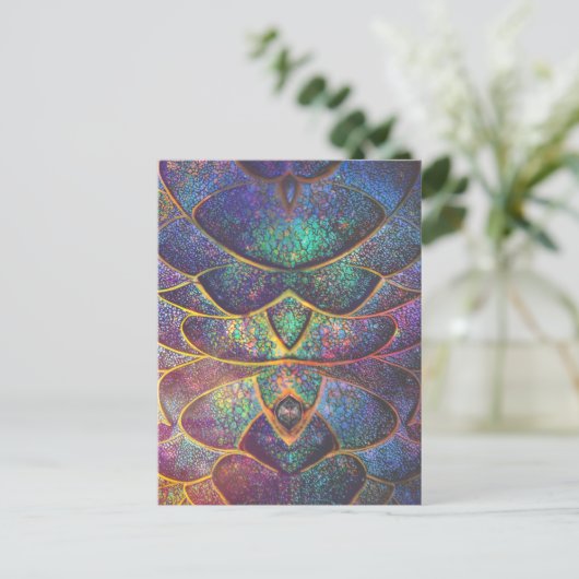 Whimsical Abstract Dragon Scales Cool Fractal Art Briefkaart (Staand voorkant)