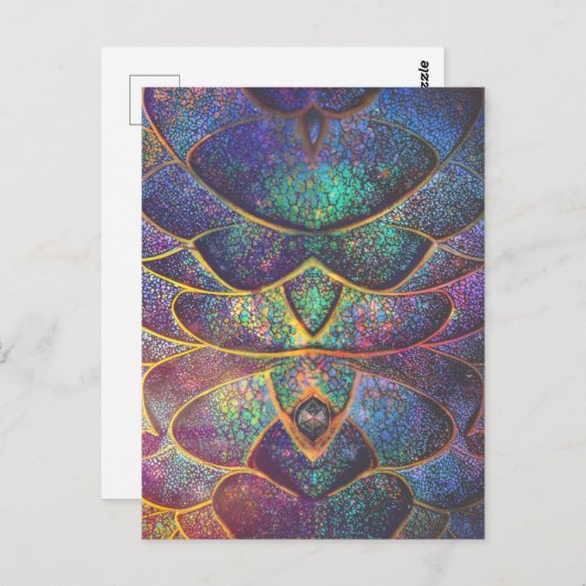 Whimsical Abstract Dragon Scales Cool Fractal Art Briefkaart (Voorkant / Achterkant)