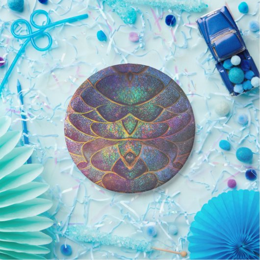 Whimsical Abstract Dragon Scales Cool Fractal Art Papieren Bordje (Feest)