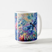 Whimsical Abstract Dragonfly Bloemen gepersonalise Koffiemok (Voorkant rechts)