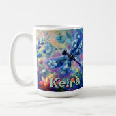 Whimsical Abstract Dragonfly Bloemen gepersonalise Koffiemok (Links)
