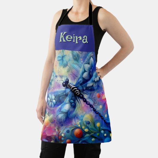 Whimsical Abstract Dragonfly Bloemen gepersonalise Schort (Insitu)