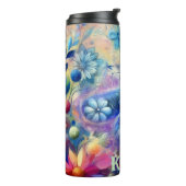 Whimsical Abstract Dragonfly Bloemen gepersonalise Thermosbeker (Gedraaid links)
