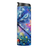 Whimsical Abstract Dragonfly Bloemen gepersonalise Thermosbeker (Geroteerd rechts)