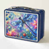 Whimsical Abstract Dragonfly Floral Blauwgroen Bla (Achterkant)