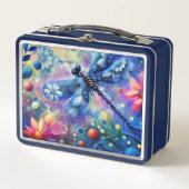 Whimsical Abstract Dragonfly Floral Blauwgroen Bla (Voorkant)