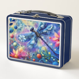 Whimsical Abstract Dragonfly Floral Blauwgroen Bla