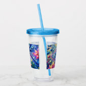 Whimsical Abstract Dragonfly Floral Blauwgroen Bla Acryl Drinkbeker (Links)