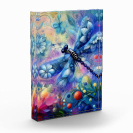 Whimsical Abstract Dragonfly Floral Blauwgroen Bla Fotoblokken