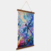 Whimsical Abstract Dragonfly Floral Blauwgroen Bla Hangend Wandkleed (Gebogen)