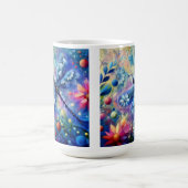 Whimsical Abstract Dragonfly Floral Blauwgroen Bla Koffiemok (Center)