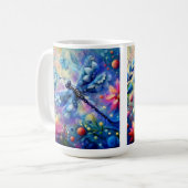 Whimsical Abstract Dragonfly Floral Blauwgroen Bla Koffiemok (Voorkant links)