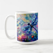 Whimsical Abstract Dragonfly Floral Blauwgroen Bla Koffiemok (Links)