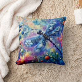 Whimsical Abstract Dragonfly Floral Blauwgroen Bla Kussen