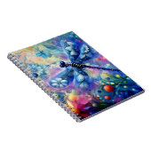 Whimsical Abstract Dragonfly Floral Blauwgroen Bla Notitieboek (Rechterzijde)