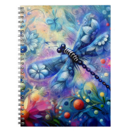 Whimsical Abstract Dragonfly Floral Blauwgroen Bla Notitieboek