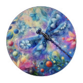 Whimsical Abstract Dragonfly Floral Blauwgroen Bla Snijplank (Voorkant)