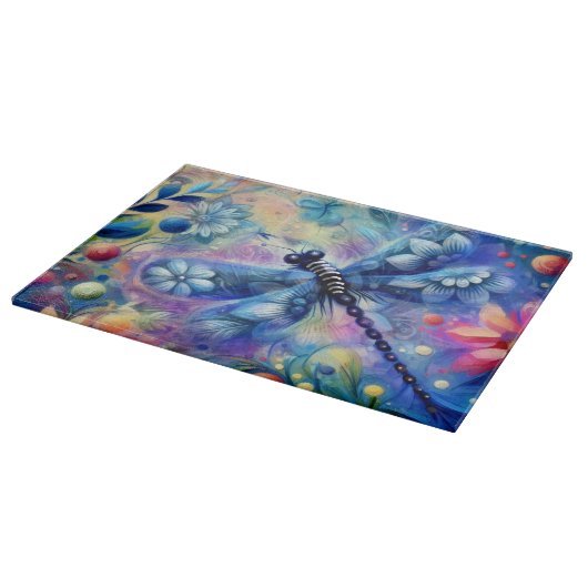 Whimsical Abstract Dragonfly Floral Blauwgroen Bla Snijplank (Hoek)