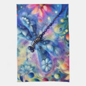 Whimsical Abstract Dragonfly Floral Blauwgroen Bla Theedoek (Verticaal)