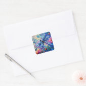 Whimsical Abstract Dragonfly Floral Blauwgroen Bla Vierkante Sticker (Envelop)