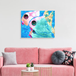 Whimsical Abstract Fish Beach Nautisch Blauwgroen  Canvas Afdruk