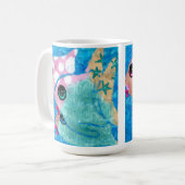 Whimsical Abstract Fish Beach Nautisch Blauwgroen  Koffiemok (Voorkant links)