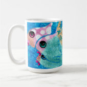 Whimsical Abstract Fish Beach Nautisch Blauwgroen  Koffiemok (Links)