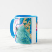Whimsical Abstract Fish Beach Nautisch Blauwgroen Mok (Voorkant links)