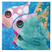 Whimsical Abstract Fish Beach Nautisch Blauwgroen  Tegeltje (Voorkant)
