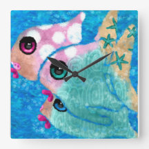 Whimsical Abstract Fish Beach Nautisch Blauwgroen 