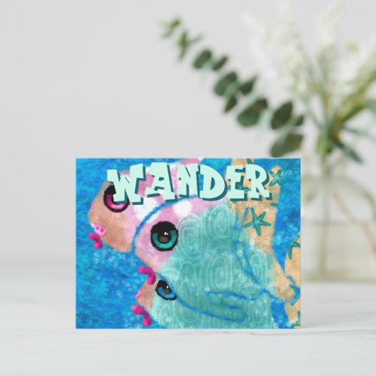 Whimsical Abstract Fish Trio Blue Personalized Briefkaart (Staand voorkant)