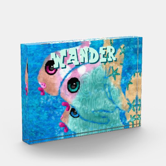 Whimsical Abstract Fish Trio Blue Personalized Fotoblokken (Links)