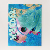Whimsical Abstract Fish Trio Blue Personalized Legpuzzel (Verticaal)