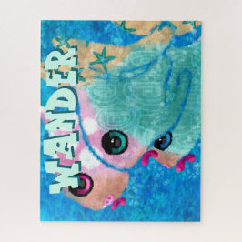 Whimsical Abstract Fish Trio Blue Personalized Legpuzzel